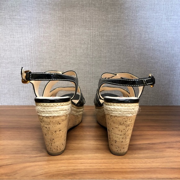 Black Prada Patent leather cork and rope Wedge - Picture 4 of 6